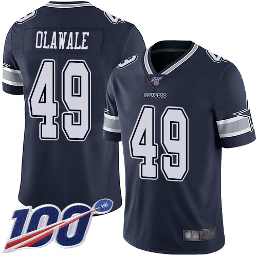 Men Dallas Cowboys Limited Navy Blue Jamize Olawale Home #49 100th Season Vapor Untouchable NFL Jersey